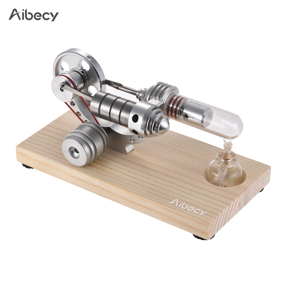 Aibecy Mini Hot Stirling Motor Motor Model Electricity Generator Base de madera Física Ciencia Juguete educativo