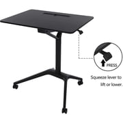 ApexDesk 28 Metal and Wood Mobile Pneumatic Laptop Rolling Desk in Black