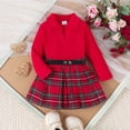 thumbnail image 6 of JAJAHO Toddler And Kids Girls Skirts Set Fall Outfit Long Sleeve Ribbed Top And Plaid Skirt 2 Piece Sets 1-5Y, 6 of 9