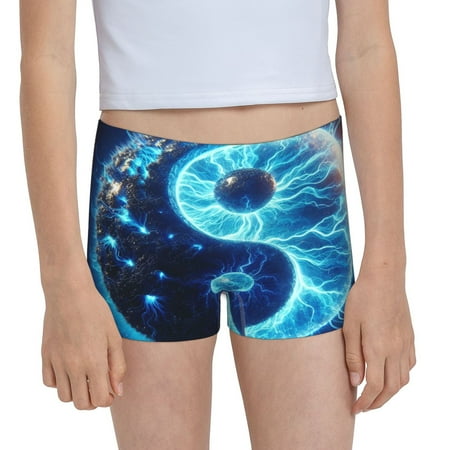 Pofeuu Blue Yin And Yang Print Soft Cotton Girls Boyshort panties Toddler Underwear-Small