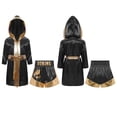 thumbnail image 1 of Raenseen Boys Boxing Outfits Metallic Satin Robe with Shorts Boxer Party Black&Gold 8, 1 of 6