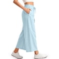 thumbnail image 3 of MOSHU Womens Capri Pants Summer Wide Leg Pants for Women Drawstring Casual Palazzo Trousers with Pockets, 3 of 9