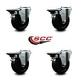 thumbnail image 2 of 4 Inch Soft Rubber Wheel Swivel Bolt Hole Caster Set with Posi Lock Brakes SCC, 2 of 2