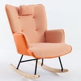 thumbnail image 4 of 35.5” Nursery Rocking Chair, Cotton Linen Upholstered Glider Chair with High Backrest, Armchair for Living Room Bedroom, 4 of 9