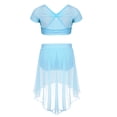 thumbnail image 2 of MSemis Kids Girls Ballet Lyrical Dance Outfit Leotard Mesh Crop Top with Tutu Skirt Set, 2 of 7
