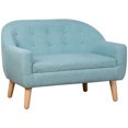 thumbnail image 2 of Qaba 2-Seat Kids Sofa, Toddler Sofa Couch, Linen-Like Fabric and Wooden Frame Sofa Chair for Ages 3-7, 11" High Seat, Blue, 2 of 9