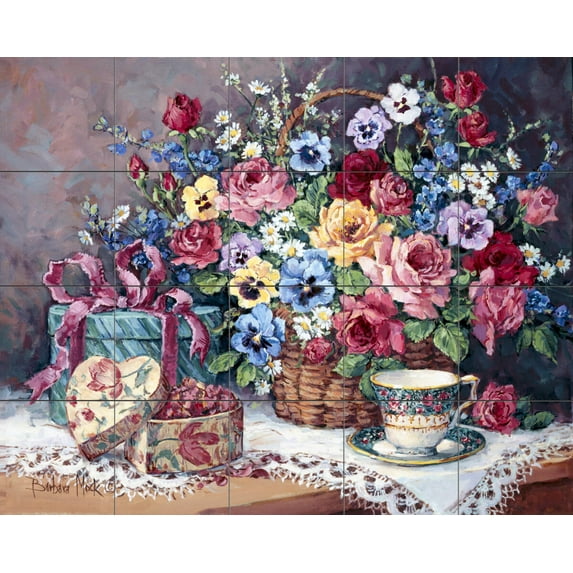 Tile Mural Kitchen Backsplash - Fragrant Memories-BM - by Barbara Mock