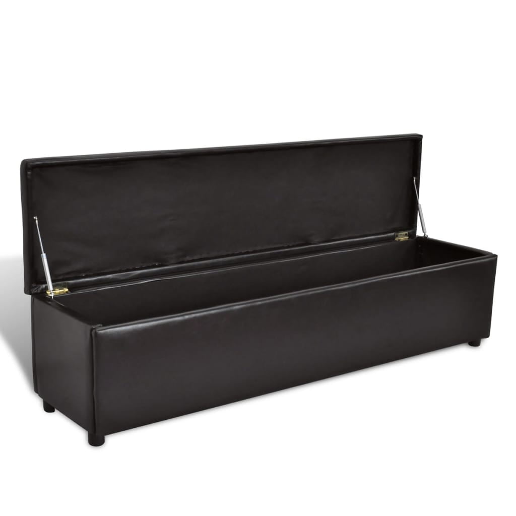 Kepooman Modern Folding Faux Leather Storage Ottoman Bench for Home Office, Brown Kepooman Modern Folding Faux Leather Storage Ottoman Bench for Home Office, Brown