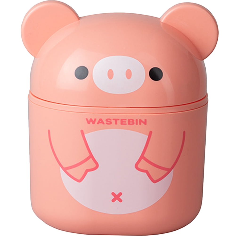HOMEMAXS Cartoon Desktop Trash Can Desktop Wastebasket with Lid for Vanity Tabletop Bedroom