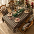 thumbnail image 2 of Checkered Square Tablecloth - Green Buffalo Plaid Linen Cotton Gingham Table Cloths, Winter Farmhouse Table Decorations for Dining/Parties/Holiday, 54 x 54 Inch, 2 of 13