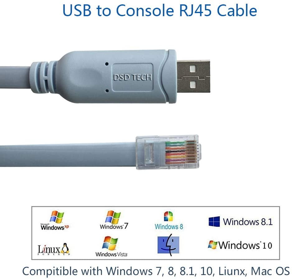 DSD TECH SH-RJ45P Câble USB à console avec puce PL2303GT pour routeurs