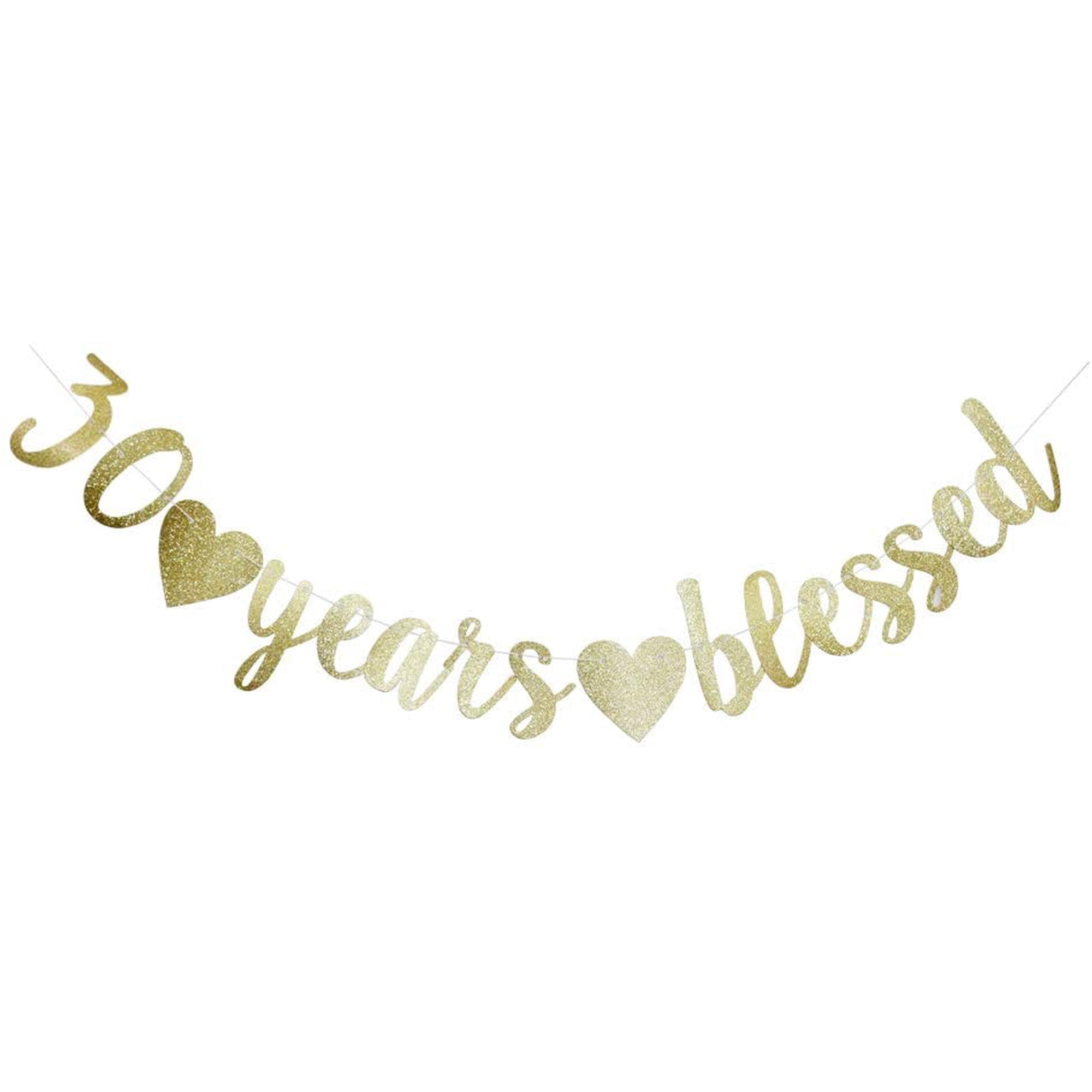 30 Years Banner, Funny Gold Glitter Sign for 30th Birthday/Wedding Anniversary Party Supplies Photo Props