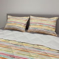 thumbnail image 2 of Colorful Comforter & Sham Bedding Set, Pattern with Horizontal Stripes and Weathered Grunge Effect in Hand Drawn Style, 3 pcs Duvet Set Microfiber Filling Quilt, 5 Sizes, Multicolor, by Ambesonne, 2 of 4