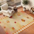 thumbnail image 3 of Large Area Rugs 8'x10', Maple Leaves Fall Carpet Runner Indoor Outdoor Rugs Home Decor Aesthetic, Thanksgiving Rustic Orange Plaid Non Slip Mats Washable Accent Rug for Living Room Bedroom, 3 of 8