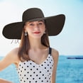 thumbnail image 3 of Floppy Big Beach Sombreros de Paja para Mujer Plegable Verano ala Ancha Sombrero para el Sol Plegable Sombrero de Paja de Viaje para Mujer Sombrero Fedora, 3 of 5