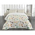 thumbnail image 3 of Ambesonne Cartoon Animal Quilted Bedspread Set 3 Pcs, Grunge African, King Size, Multicolor, 3 of 5