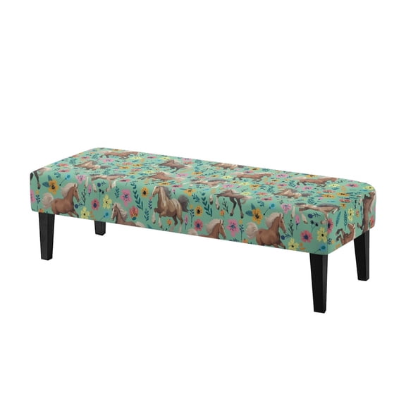 CHAQLIN Tight Fit Bench Slipcover, Horse Polyester Spandex Anti Dust Bench Seat Cover for Dining Room Bedroom