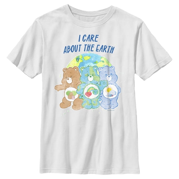 Boy's Care Bears I Care About the Earth Graphic Tee White Small