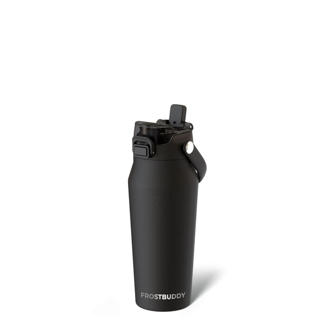 Frost Buddy Botella De Agua Aislada De 16 Oz Con Pajita Y Tapa Para Chupete | Acero Inoxidable A Prueba De Fugas | Frío Las 24 Horas | Portavasos A Prueba De Sudor | Ideal Para Gimnasio, Viajes, Depor
