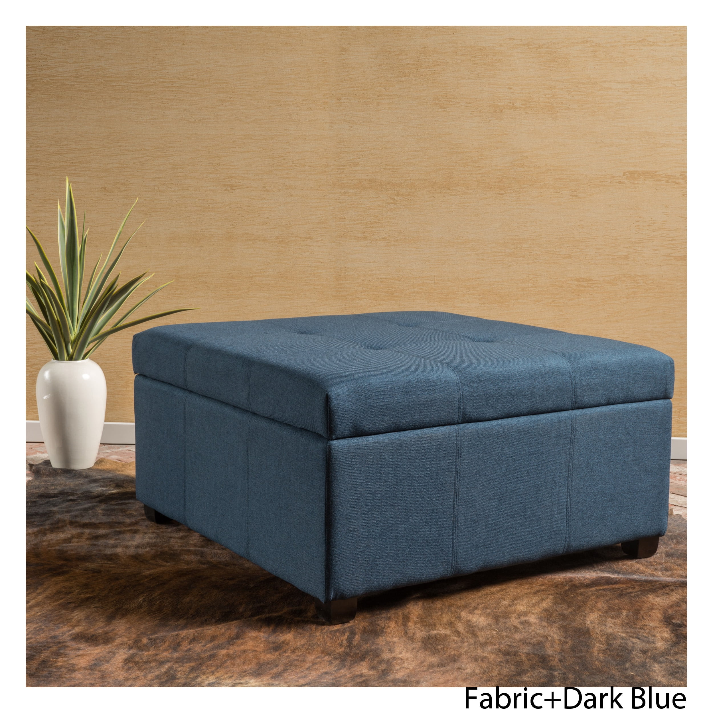 Carlyle Dark Blue Fabric Storage Ottoman Walmart Canada