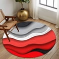 thumbnail image 3 of Red Grey Ombre Large Area Rugs for Bedroom Living Room, Soft Non Slip Carpet Bedside Rug, Modern Abstract Moire Art Geometric Round Floor Cover Kitchen Accent Rug 7' for Dining Room/Office, 3 of 9