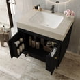 thumbnail image 6 of 30" Waterproof Wood Bathroom Organizer, Space-Saving Freestanding Cabinet with Marble Top, Retro Bathroom Vanity with Ceramic Sink for Bathroom, Black,Gold,Stone Gray,White, 6 of 9