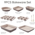 thumbnail image 2 of CAROTE 9-Piece Stackable Nonstick Bakeware Set, Includes Cookie Sheet, Muffin, Bread, Cake, Loaf & Roasting Pans, Gray & Khaki, 2 of 7