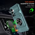 thumbnail image 3 of Case Designed for Samsung Galaxy A56 5G, Hybrid Back Case with Ring Stand & Hidden Card Slot & Support Magnetic Car Mount Shockproof Fall-Protection Slim Phone Cover for Galaxy A56 5G, Green, 3 of 7