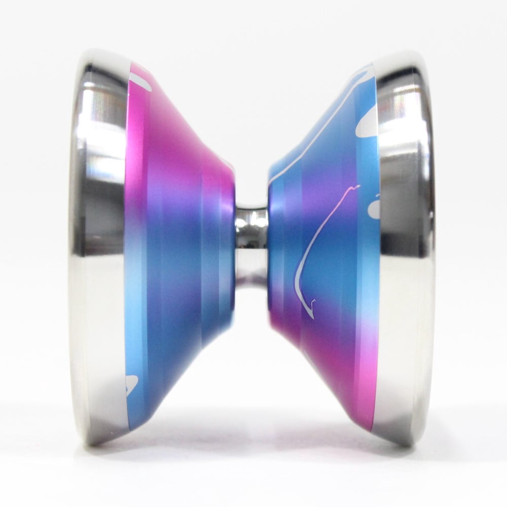 C3yoyodesign Ambition Yo-Yo - Bimetal - 7075 AL with SS Rims - Lee Jihoo Signature YoYo (Pink Purple Blue Fade w/ Silver Splash and PoryKon Freesia Counterweight)