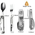 6in1 Detachable Camping Utensil, Stainless Steel Cutlery Folding