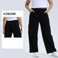 thumbnail image 4 of YDFCWXW Womens Plus Size Cargo Jeans Pants Wide Leg Jeans Casual High Waisted Straight Denim Pants with Pockets Black, XL, 4 of 5