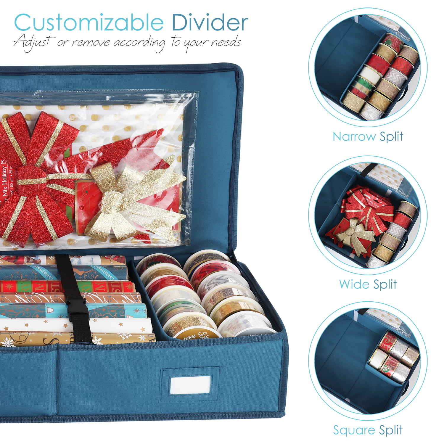 Hearth & Harbor Wrapping Paper Storage Container, Blue photo 6