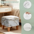 thumbnail image 7 of Jiueut White Golden Marble Print Footstool Slipcover, Stretch Square Stool Furniture Protector Footstool Cover with Elastic Bottom Foot Rest Covers, 7 of 7