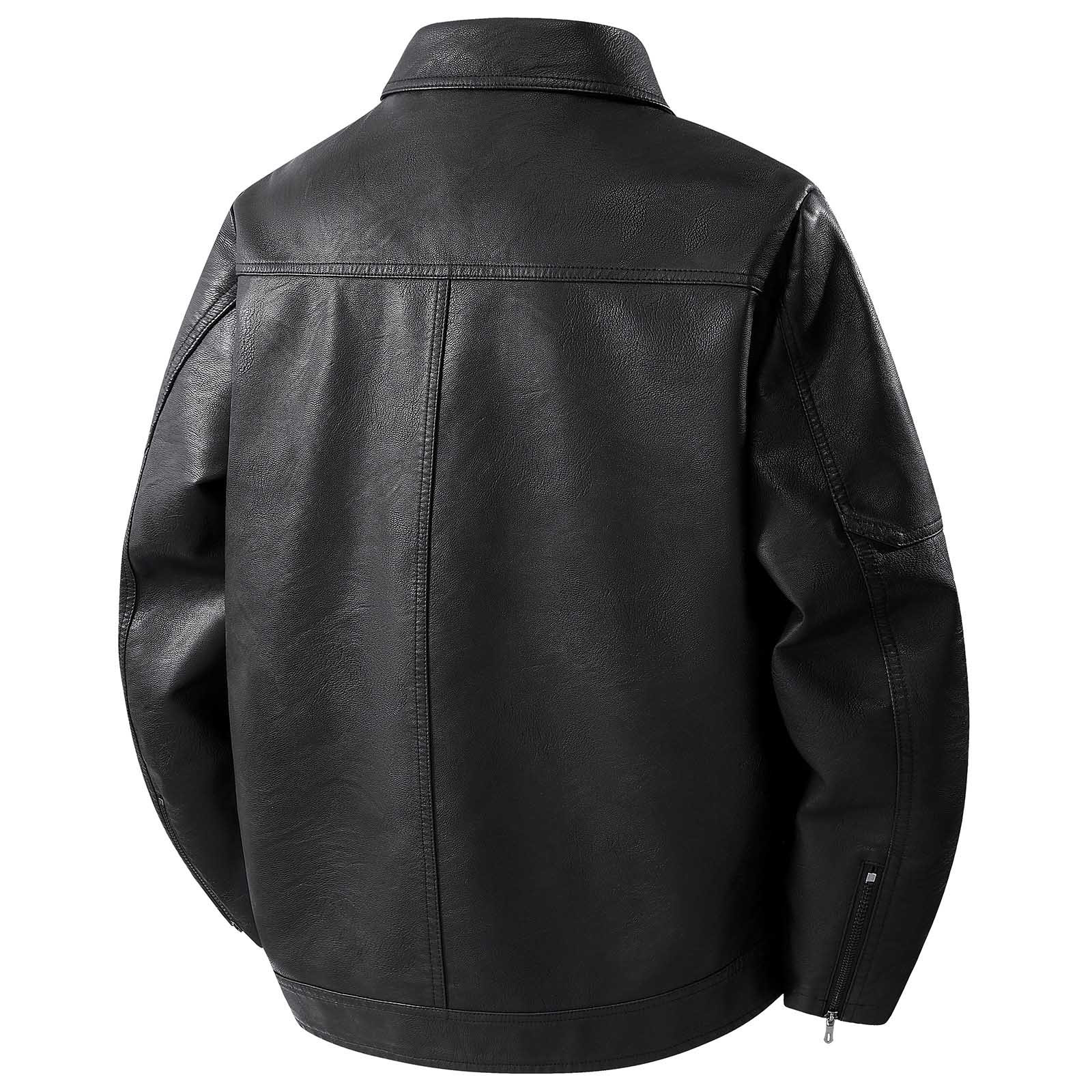 Uootdi Cropped Leather Jacket for Women Vintage Style Motorcycle Bomber Jacket Faux Leather Lapel Neck Zip Up Long Sleeve Coats Fall Going Out Jackets