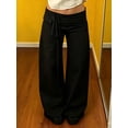 thumbnail image 6 of LMLYSoH Women's Plus Size Casual Pants Fashionable Solid Color Waist Tie Loose Fit Wide Leg Pants, 6 of 9