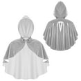 thumbnail image 3 of Hansber Women's Shiny Patent Leather Hooded Cloak with Front Button Closure for Party Club Rave Halloween Silver One Size, 3 of 5