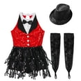 thumbnail image 4 of XUNZOO Kids Girls Tassel Jumpsuit Latin Jazz Ballet Dance Leotard Dress Modern Competition Dance Costumes Red&Black 12, 4 of 6