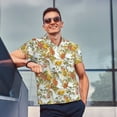 thumbnail image 4 of Pofeuu Ducks and Flowers Print Men's Loose Fit Midweight Short-Sleeve Pocket Polo-X-Large, 4 of 6