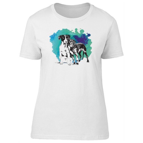 Cute Puppy Friends Sketch Tee Women's -Image by Shutterstock