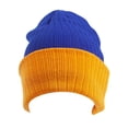 thumbnail image 2 of Top Headwear Cable Knit Long Winter Beanie - Royal/Gold, 2 of 2
