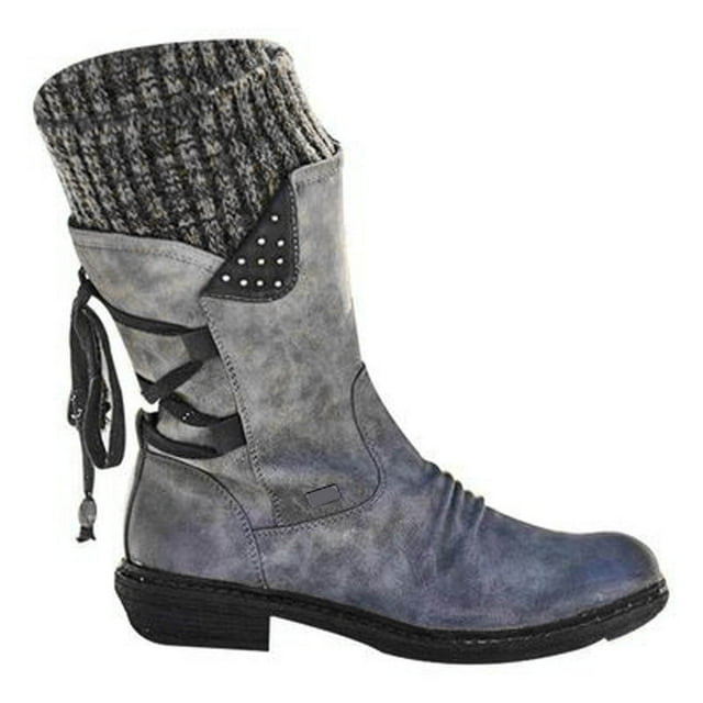 Autumn And Winter New Woolen Yarn Snow Boots Back Strap Plus Size Boots Women