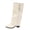 Beige, variant on Shadoumai Women's Slouchy Knee High Boots Pointed Toe Leather Motorcycle Boots Vintage Low Heel Retro Foldover Fall Pull On Stacked Heeled Goth Winter Boots