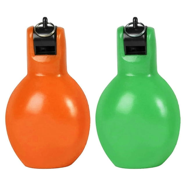 2 Pieces Hand Squeeze Whistles Loud Sports Whistle For Hiking Indoor Outdoor Yellow And Red