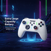 Wireless Pro Controller Compatible with Switch/OLED/Lite/PC/IOS/Android,Dual Vibration Programmable Turbo 6-axis Gyro Function,White