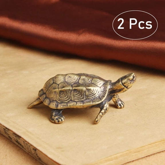 Brass Turtle Figurine Statue 2Pcs Vintage Desk Ornaments Animal Figurines Gift