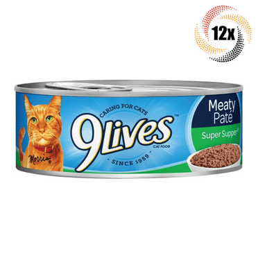 12x Cans 9Lives Meaty Pate Super Supper Cat Food 5.5oz Caring For Cats!