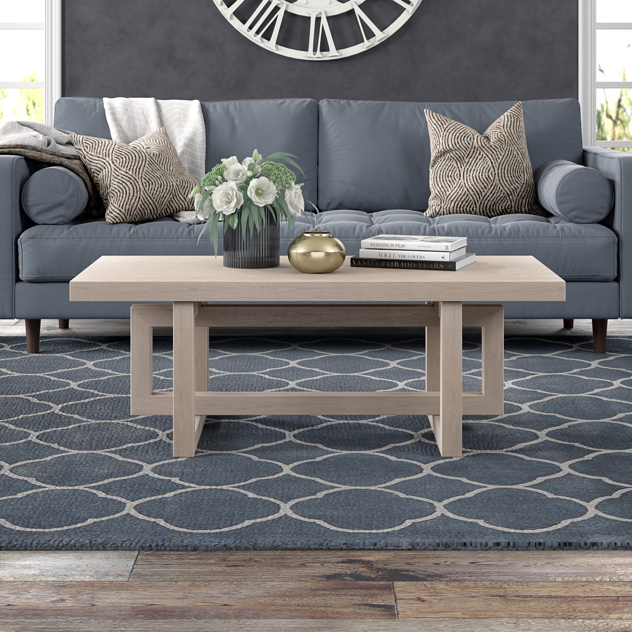 Evelyn&Zoe Modern/Contemporary 47" Wide Alder White Coffee Table