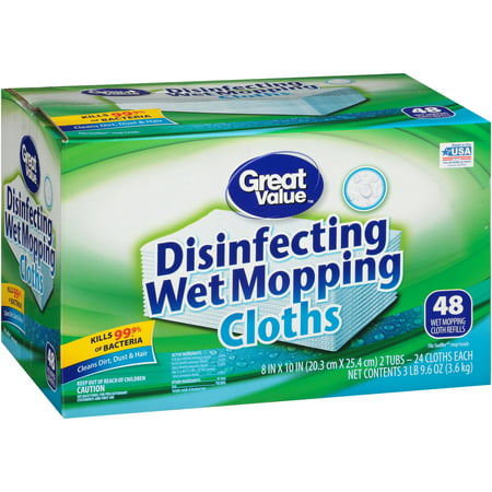 Great Value Disinfecting Wet Mopping Cloths, 48