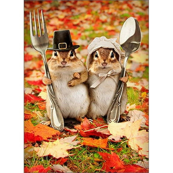 Avanti Press Chipmunk Couple Funny / Humorous Thanksgiving Card