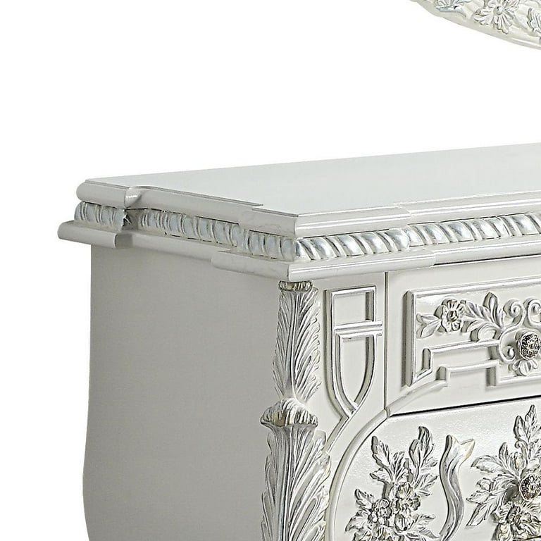 Acme Vanaheim Vanity Desk, Antique White Finish, Resin, Composite